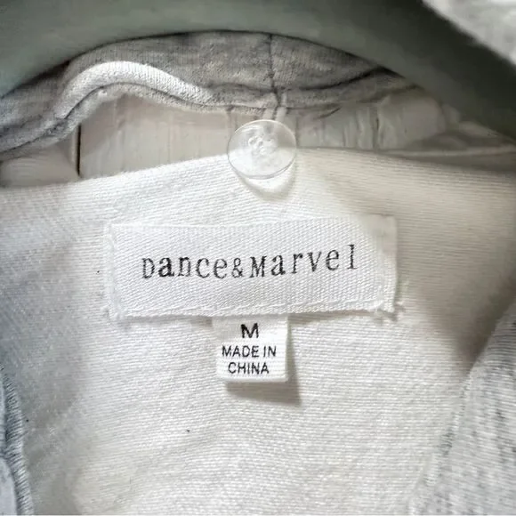 NWOT Dance & Marvel White Gray, Raw Hem, Crop Detachable Hoodie, Denim Jacket, - Picture 12 of 15